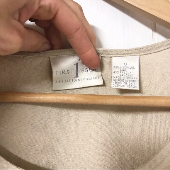 Vintage Liz Claiborne Linen Blend Tan Maxi Dress - Picture 5 of 5